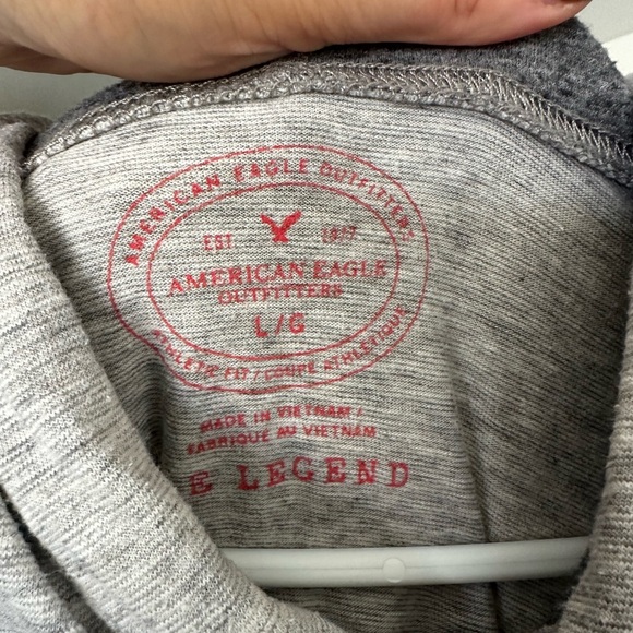 Men’s L Gray Hooded Sweatshirt with Buttons - Picture 2 of 5